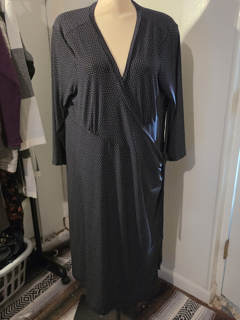 Women’s Navy Polka Wrap Dress